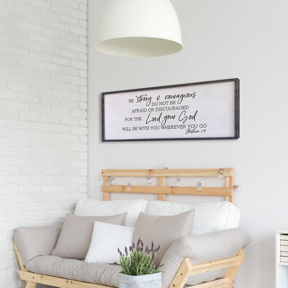 Be Strong And Courageous Sign Wall Decor 40"x15" Large Farmhouse Li...