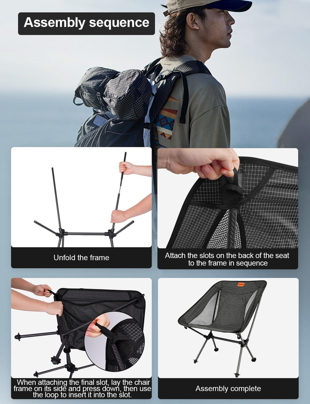 Camping Chair Carbon Fiber 1.6 lbs Ultralight Backpacking,Hiking