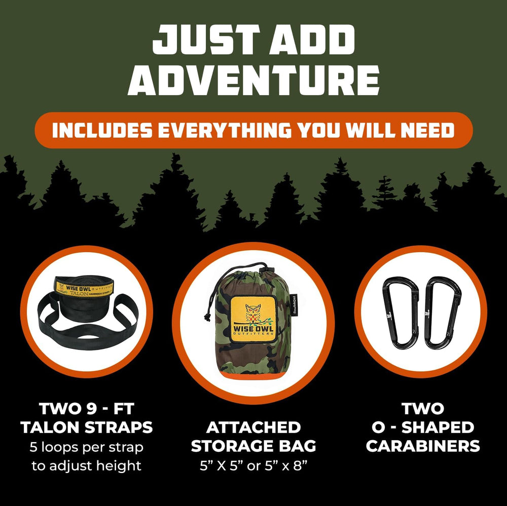 Wise Owl Outfitters Camping Hammock – 500lbs Portable Hammock with Tree Strap...
