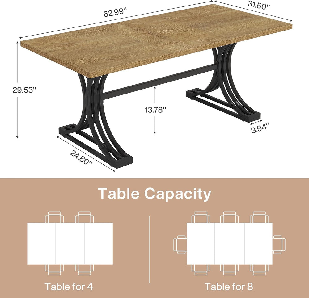 Tribesigns 63-Inch Rectangular Dining Table for 4 to 6, Modern Kitchen Table ...