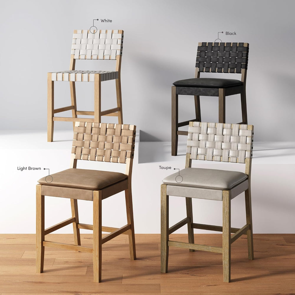 Nathan James Cohen Mid-Century Modern Suede Bar Stool, Counter Height Chair i...