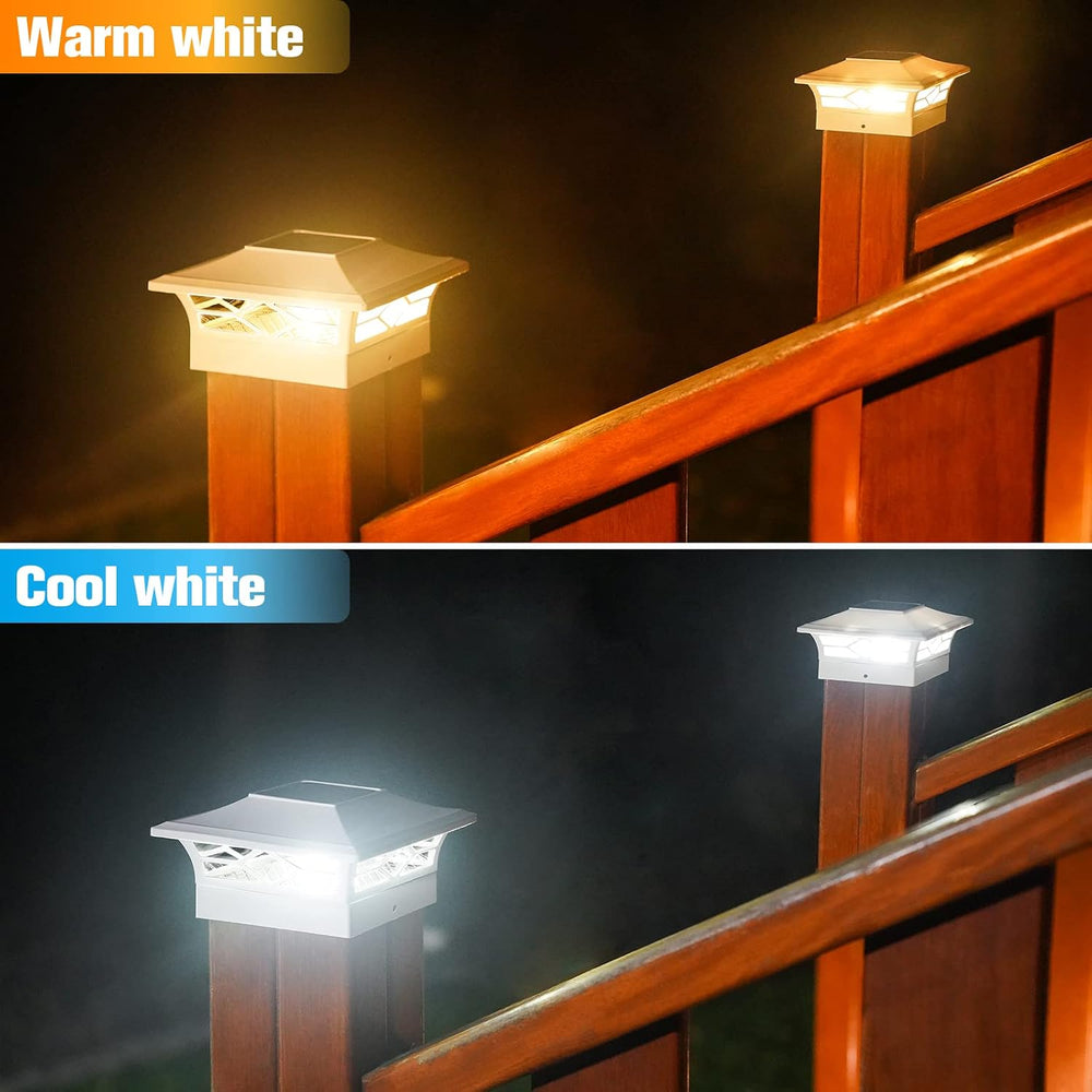 VOLISUN 12Pack Solar Post Cap Lights, 2 Color Modes Deck Lights, White