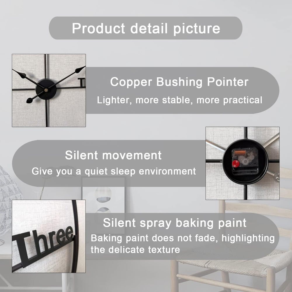 Large Wall Clock,Modern Minimalist Wall Clock Round Silent Non-Ticking Batter...