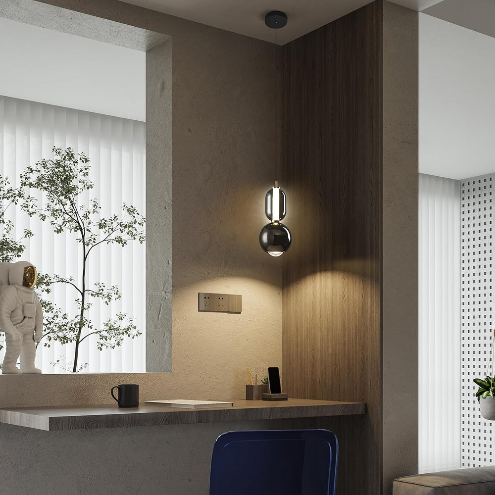 Modern Glass Pendant Light, Black Pendant Lighting LED Dimmable, Adjustable P...