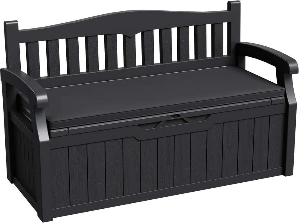 Greesum 80 Gallon Outdoor Storage Bench Deck Box,Black