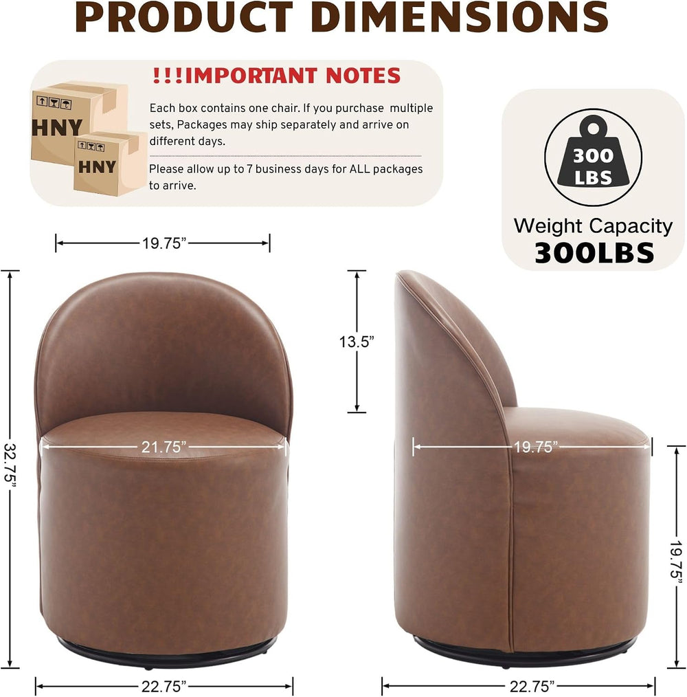 HNY Upholstered Kitchen & Dining Room Barrel Chairs Set of 6, Mid Century...