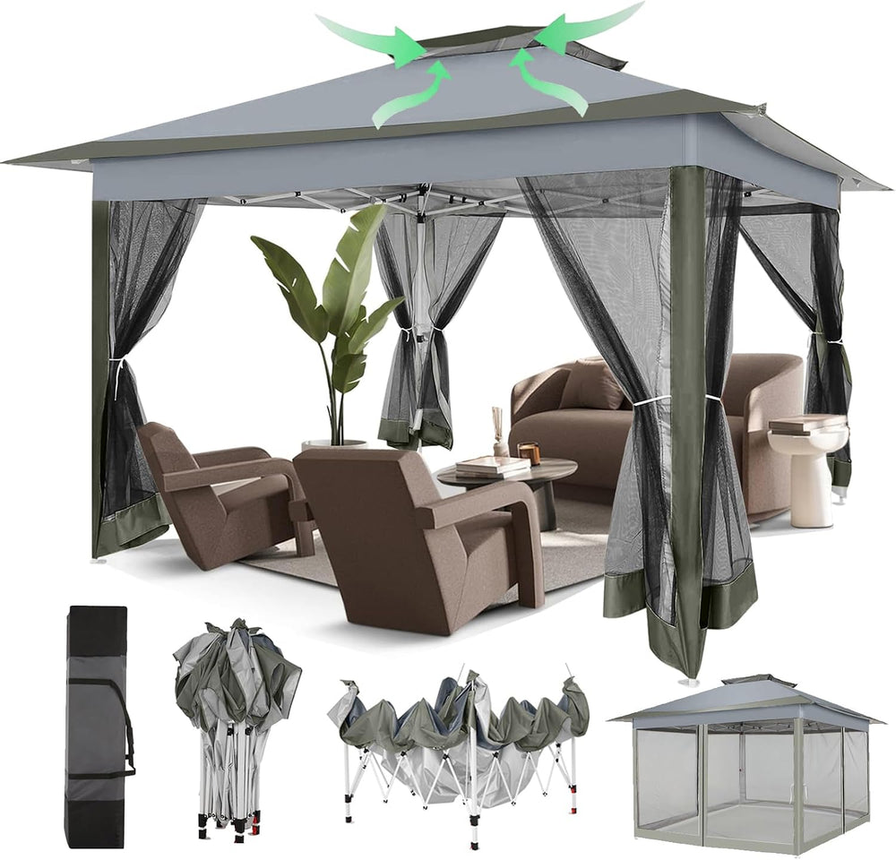 COBIZI 12x12 Pop Up Gazebos On Clearance - Portable Gazebo with Mosquito Nett...