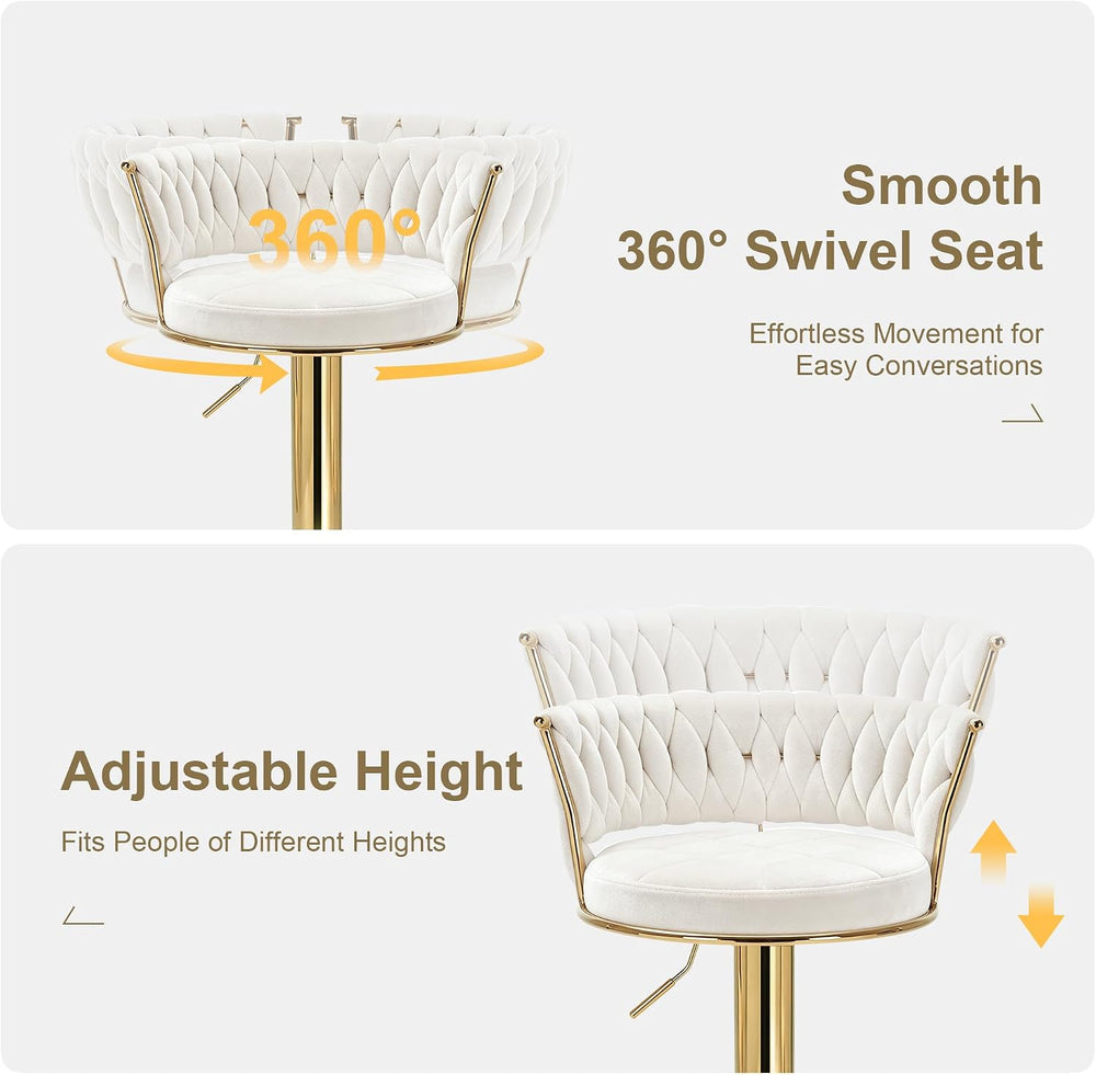 VECELO Bar Stools Set of 2, Adjustable Barstools Counter Height Stools with B...