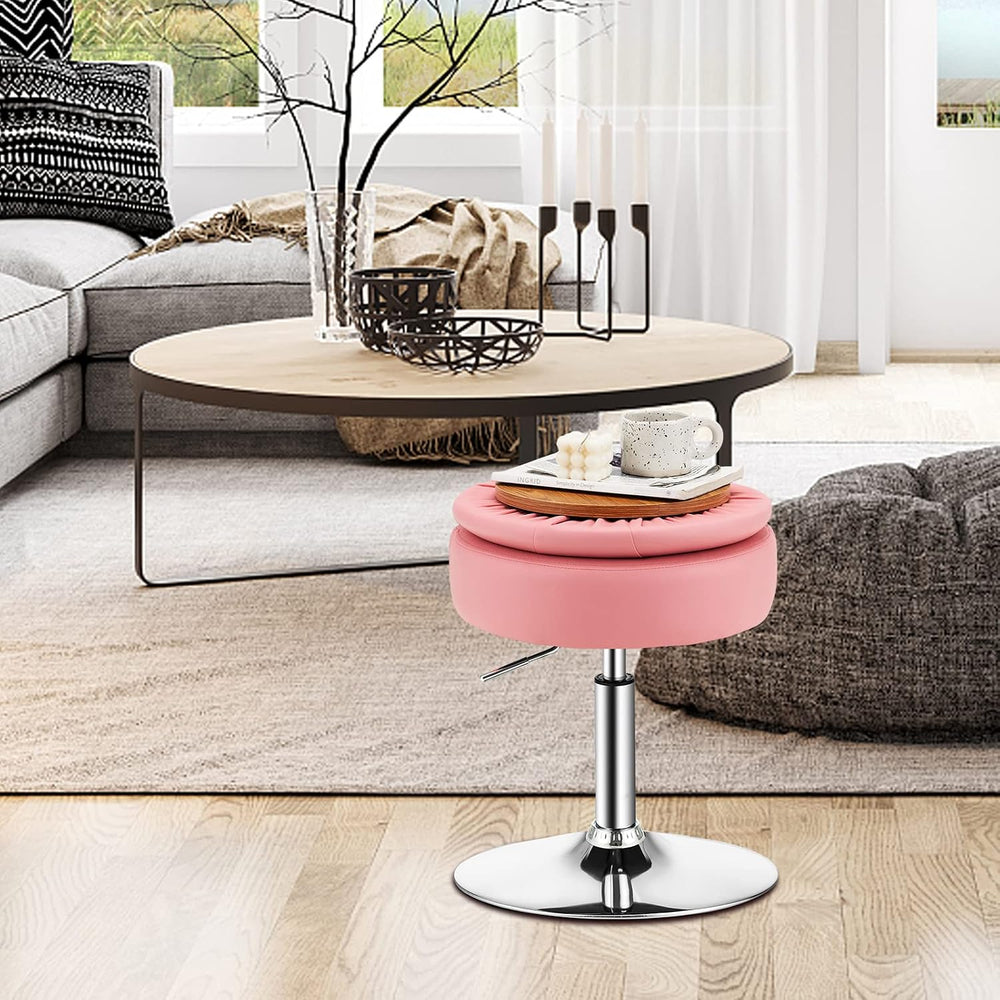 COSTWAY Adjustable Swivel Bar Stool Set of 2, Tufted PU Leather, 20-26 in H, ...