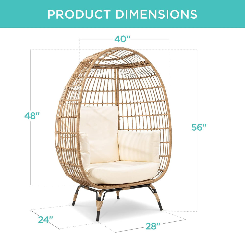 Best Choice Products Wicker Egg Chair, Oversized Indoor Outdoor Lounger for P...