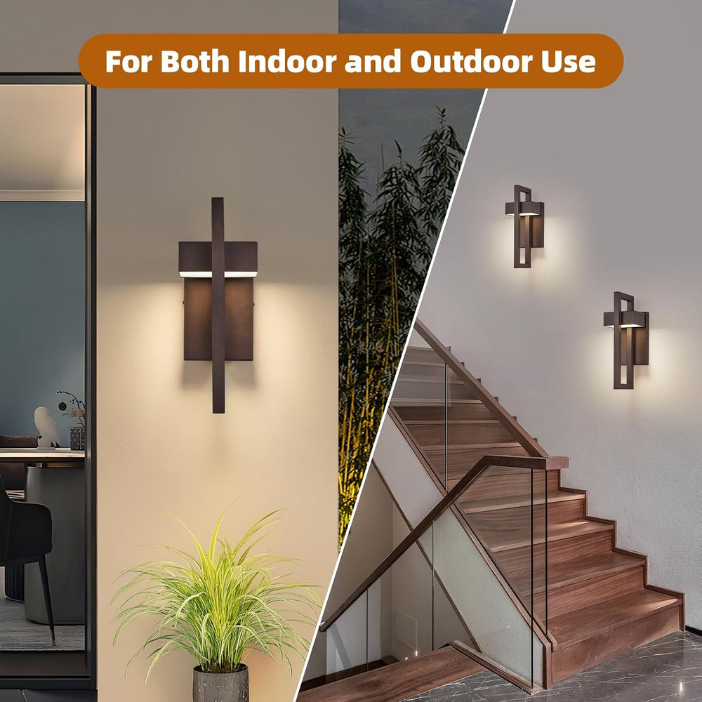 Modern Outdoor Wall Lights Brown Exterior Lighting Fixtures, 13.7'' 2...