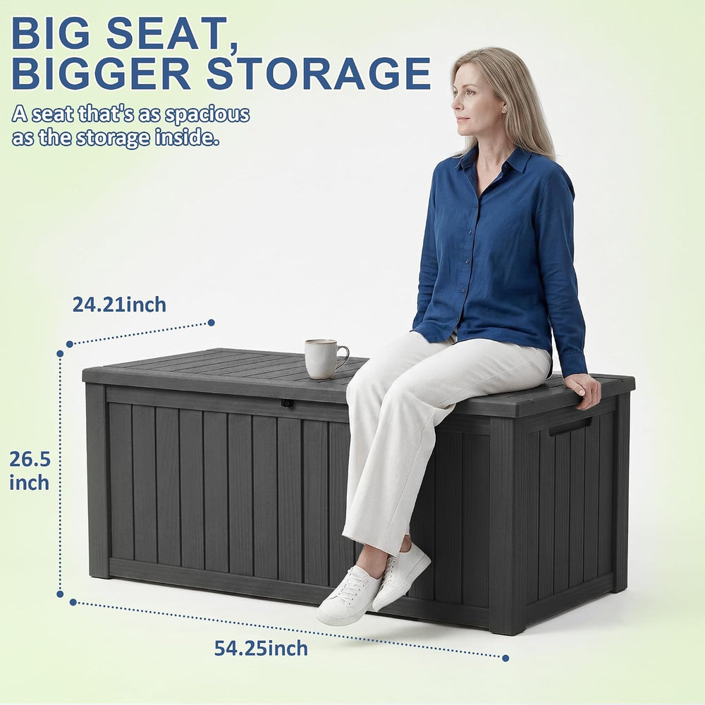 Vixzen Waterproof Outdoor Storage Box 170 Gal Deck Box with Lockable Lid