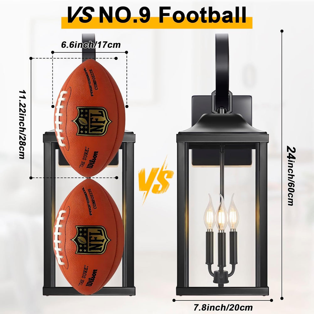 24" Extra Large Outdoor Wall Lights, Waterproof Outdoor Wall Sconce 3-Light