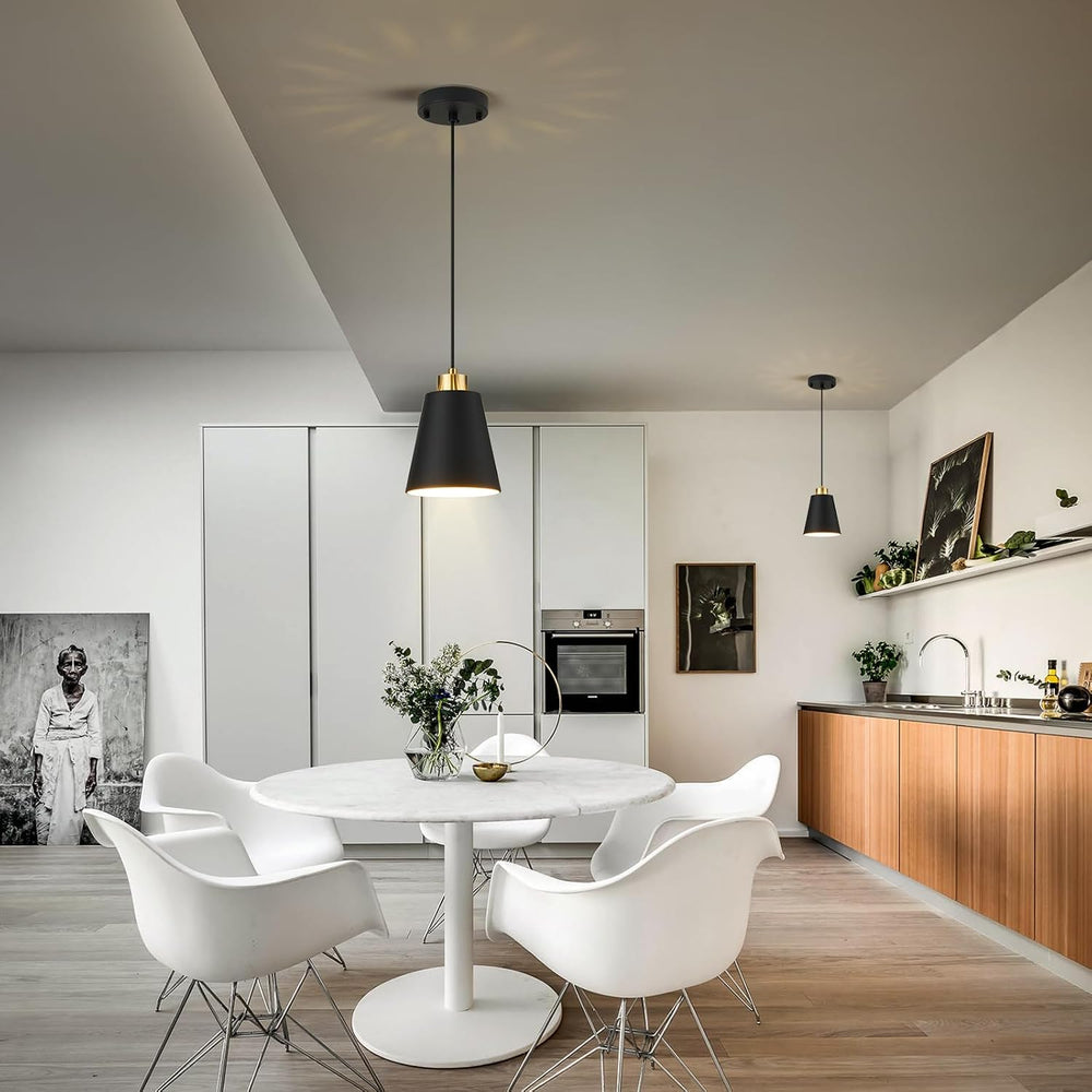 Matte Black Mini Pendant Light 7.87in Cone Kitchen Island Pendant Lighting