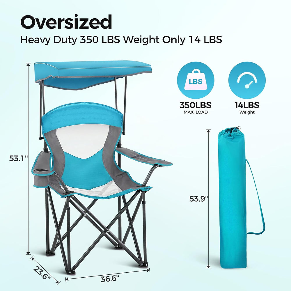 ALPHA CAMP Heavy Duty Canopy Camping Chairs with Adjustable Sunshade