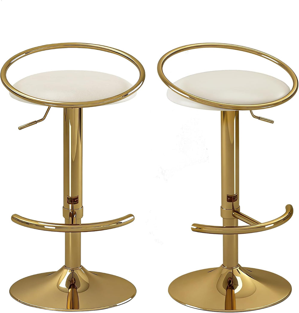 Bar Stools Set of 2, Adjustable Swivel Counter Stools with Upholstered Seat, ...