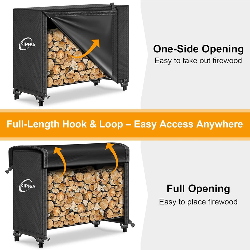 Kipiea 4FT Waterproof Firewood Storage Log Rack Cover, Heavy Duty 600D Outdoo...