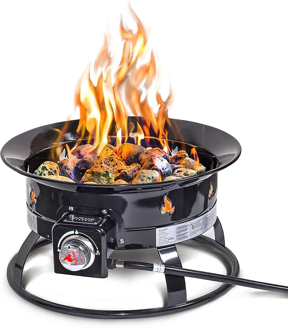 Outland Living Portable Propane Fire Pit, 19-inch, 58,000 BTU with Fire Pit C...