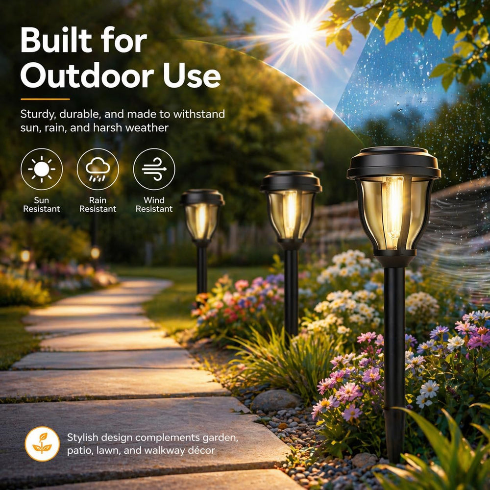 DERAYSION 12 Pack Solar Lights Outdoor, Solar Pathway Lights Auto On/Off Wate...