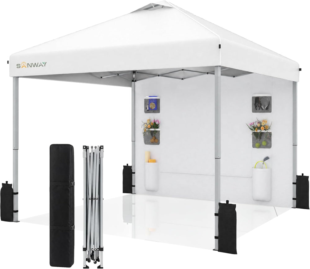 SANWAY 10x10 Pop Up Canopy Tent with Sidewall, Vendor Booth Shelter