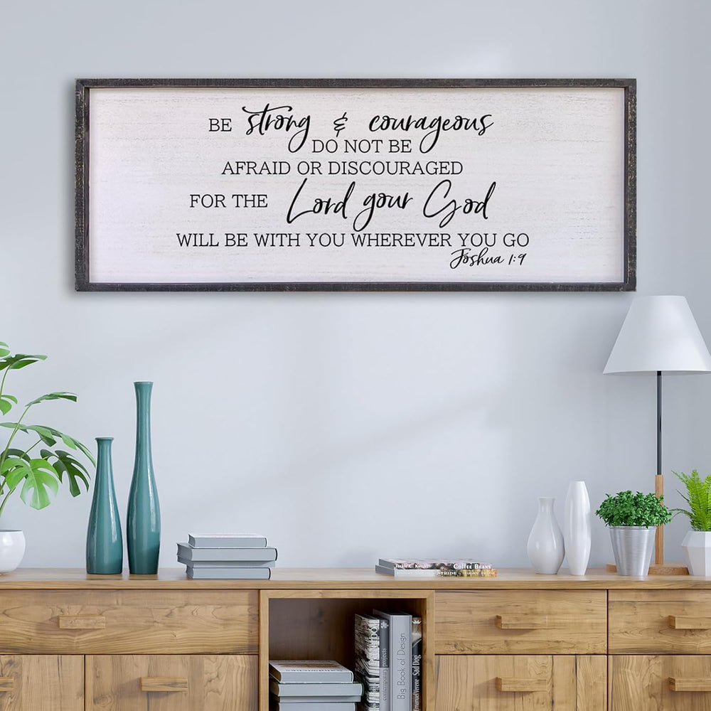 Be Strong And Courageous Sign Wall Decor 40"x15" Large Farmhouse Li...