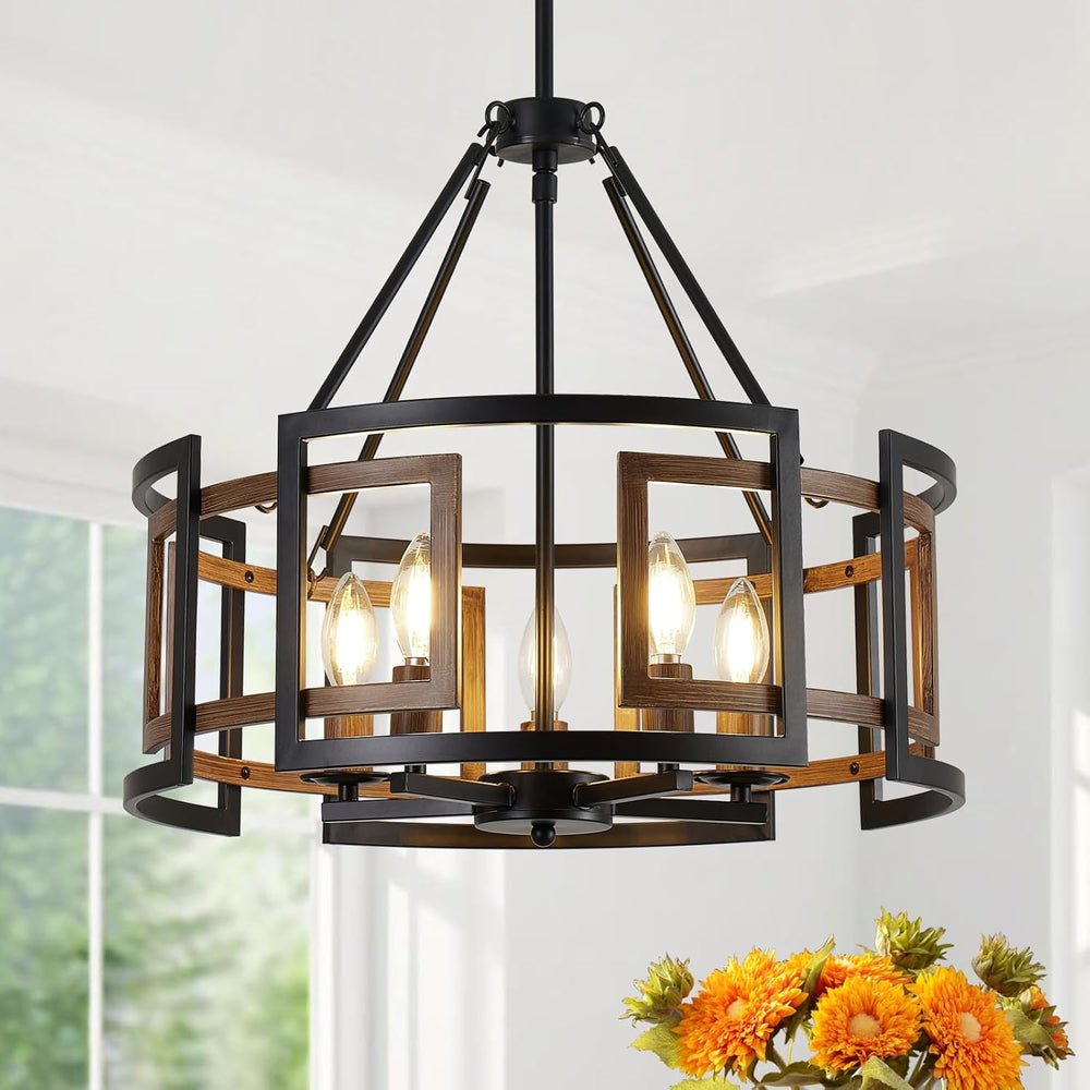 20" Dining Room Light Fixture/Chandelier Over Table, 5-Light Black &...