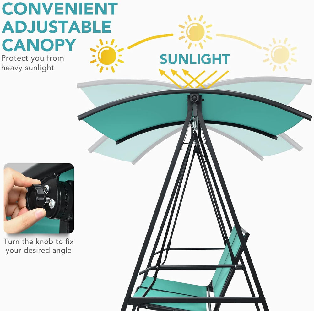 Tangkula 2-Person Patio Swing, Weather Resistant Porch Swing with Adjustable ...