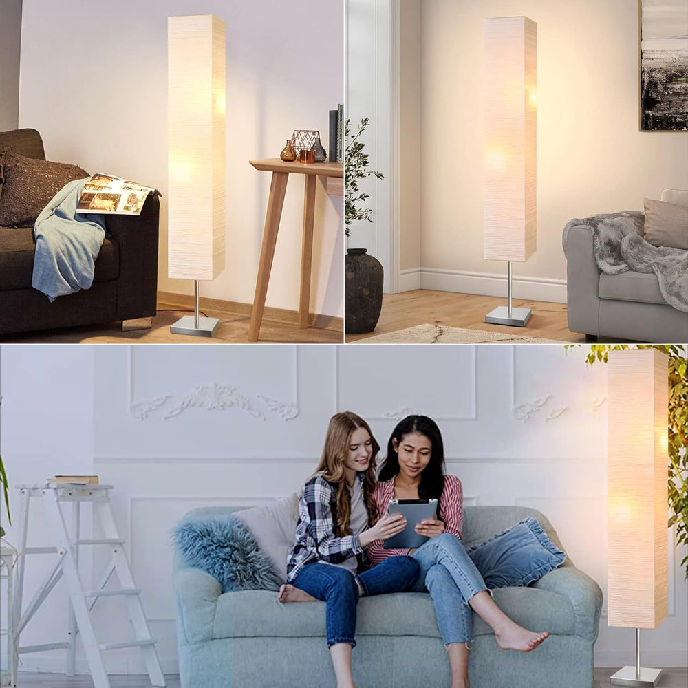 Modern Floor Lamp,Paper Tall Standing Lamp with Shade, Off White