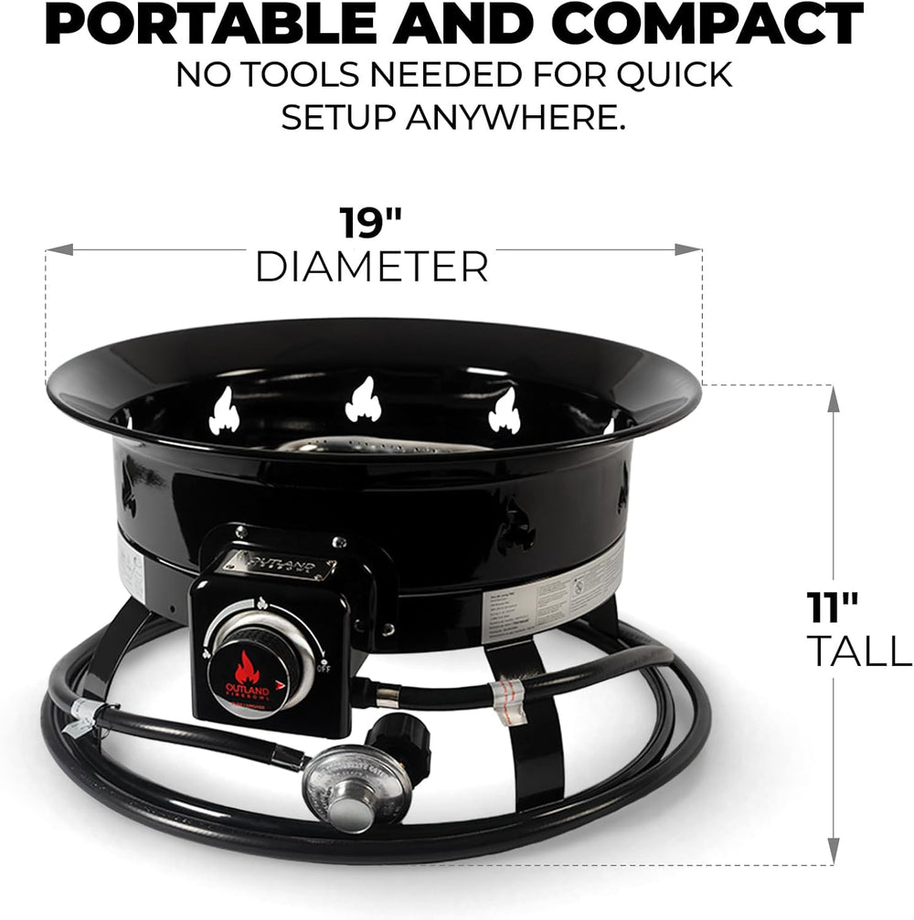 Outland Living Portable Propane Fire Pit, 19-inch, 58,000 BTU Smokeless Gas F...