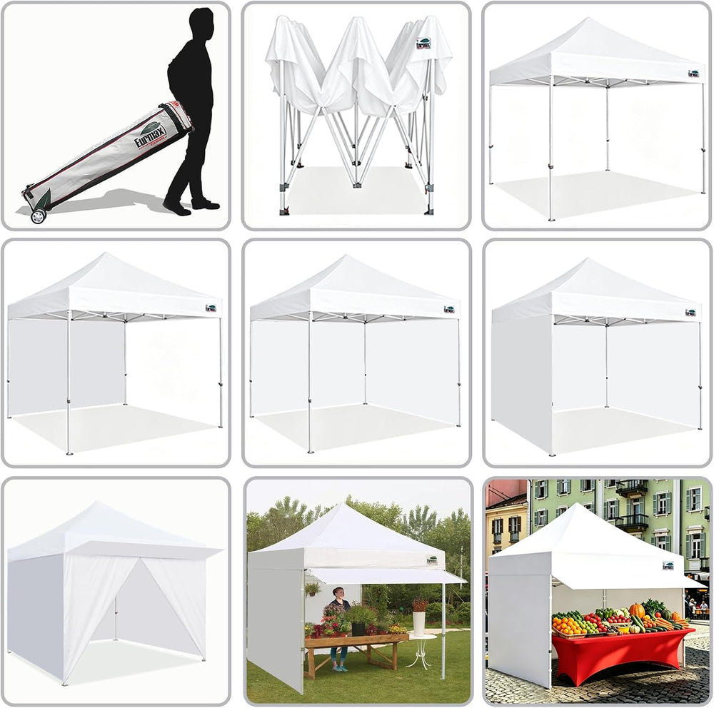 Eurmax USA 10x10 Pop Up Canopy,Commercial Tent with Patented No-Tip Rolling B...
