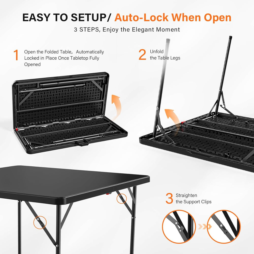 VINGLI 42" Fold in Half Square Table, Bi-Folding Commercial Portable Pla...