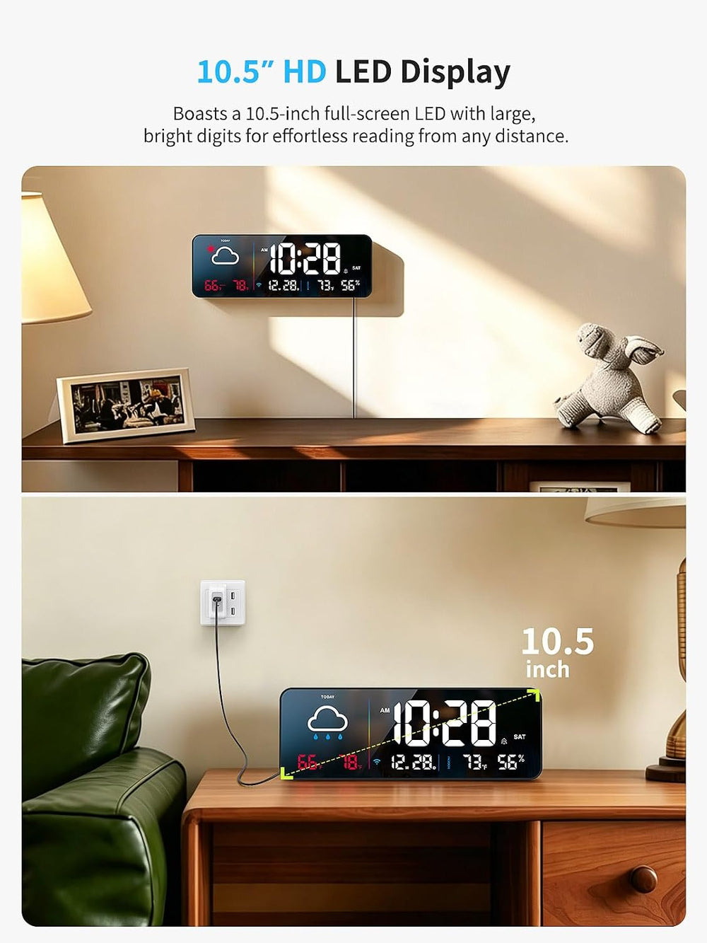 Digital Wall Clock, Digital Clock Large Display with Network Auto-Synced, Cor...