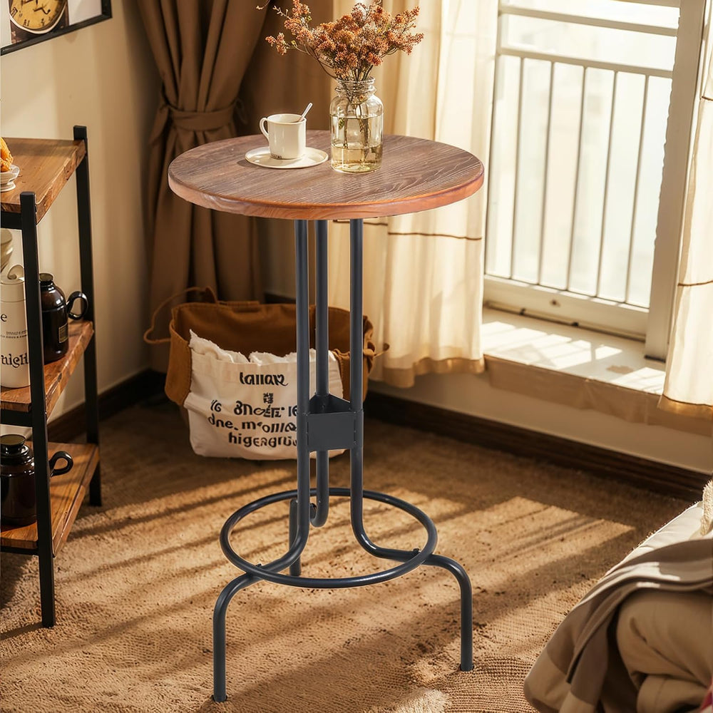 LOKKHAN 41.42-Inch Café Pub Bistro Bar Table, Industrial Design Metal Base, R...