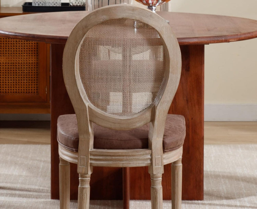chairus Farmhouse Rattan Dining Chairs Set of 8, Leather French Country Chair...