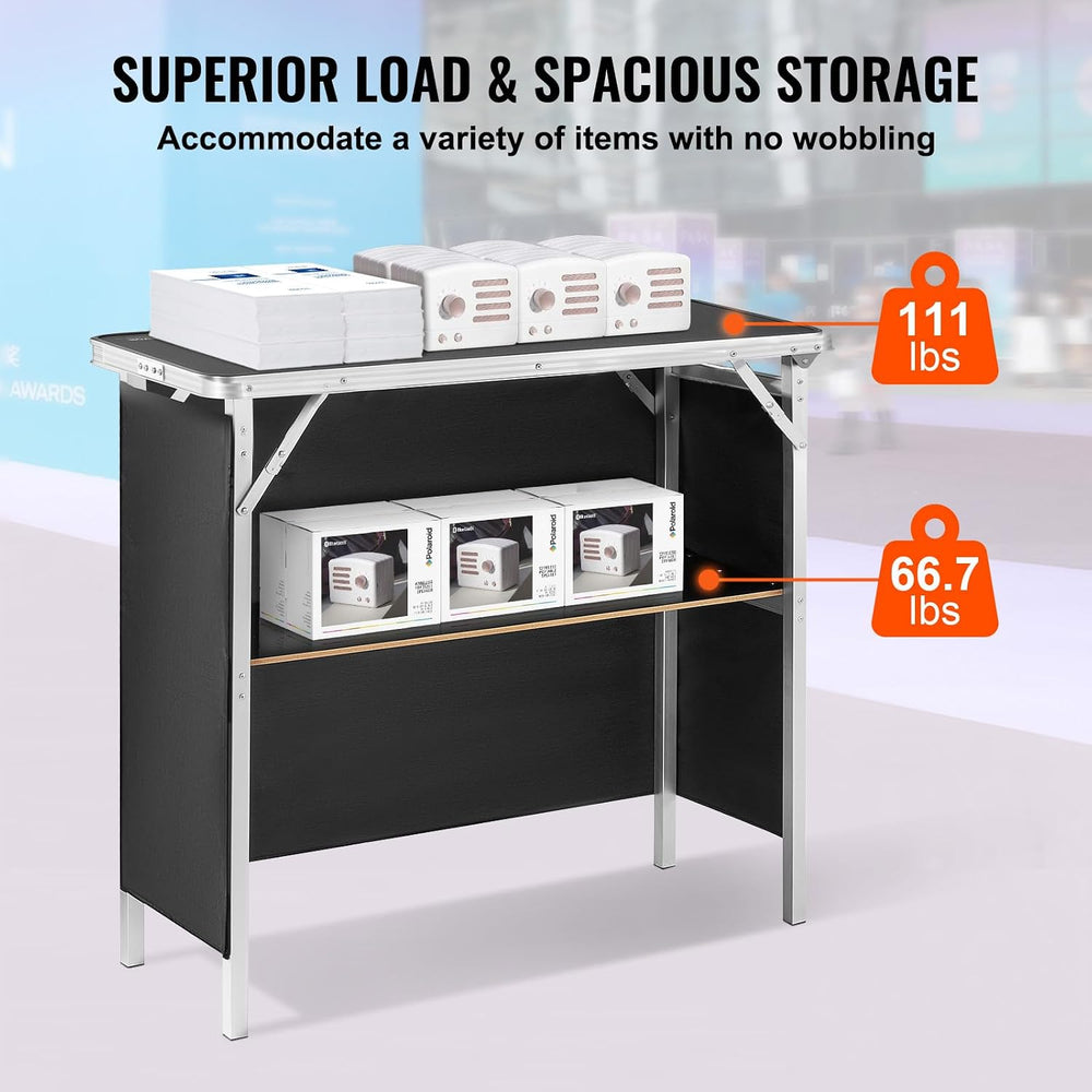 VEVOR Folding Portable Bar Table, Tradeshow Podium Table for Indoor, Outdoor,...
