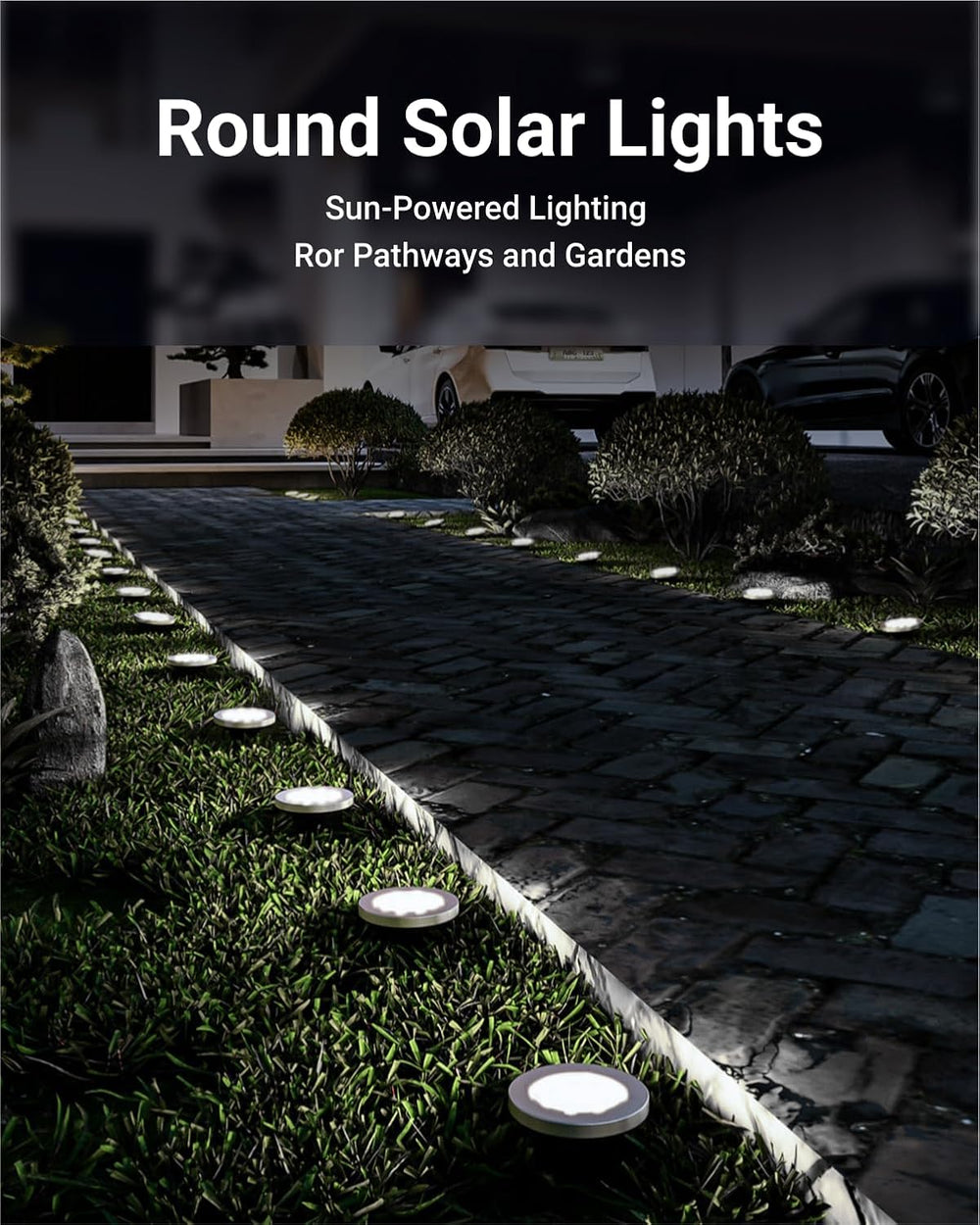 Sunco 12 Pack Outdoor Solar Pathway Lights, Dusk to Dawn, 7000K