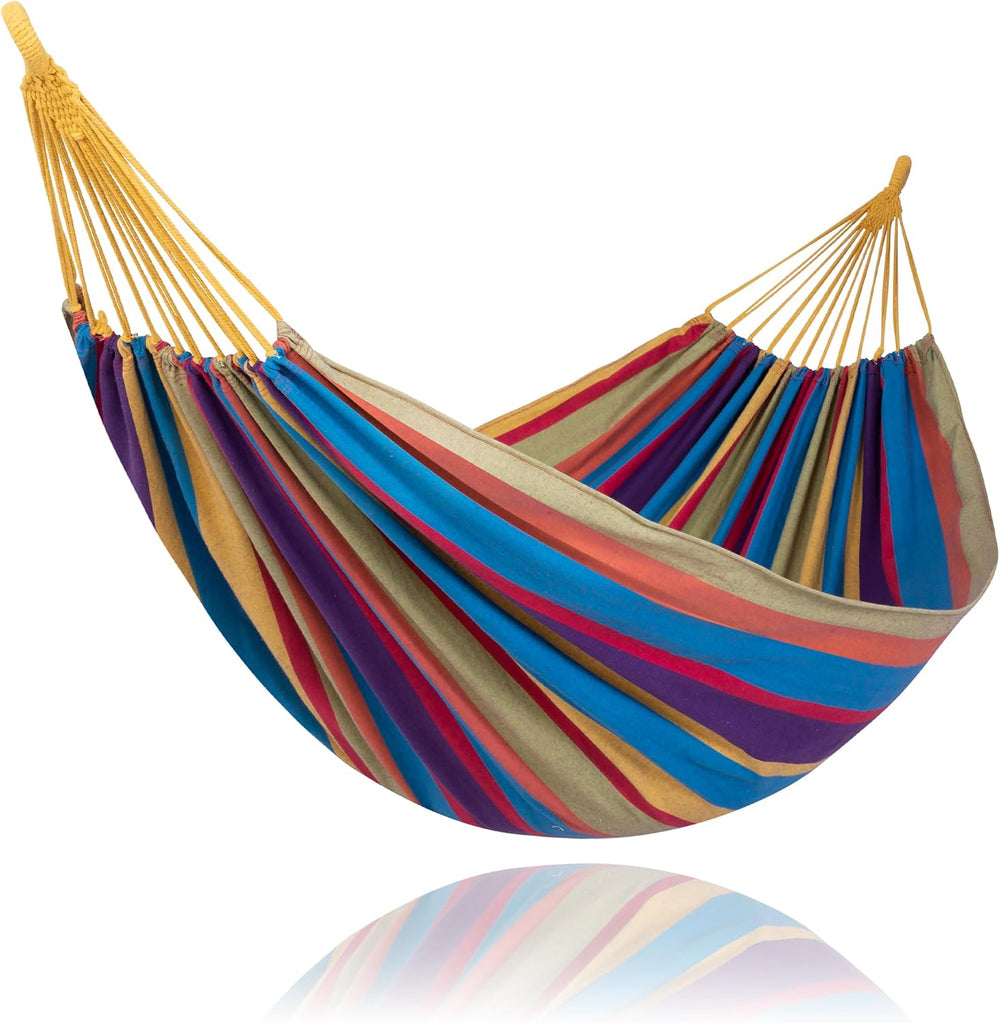 SUNCREAT Outdoor Double Hammock, Portable Tree Colorful Hammock, Colorful Str...