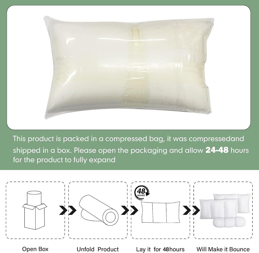 Twin Size Pillow & Bolster Cushion Shredded Foam Filled Daybed Cushions R...