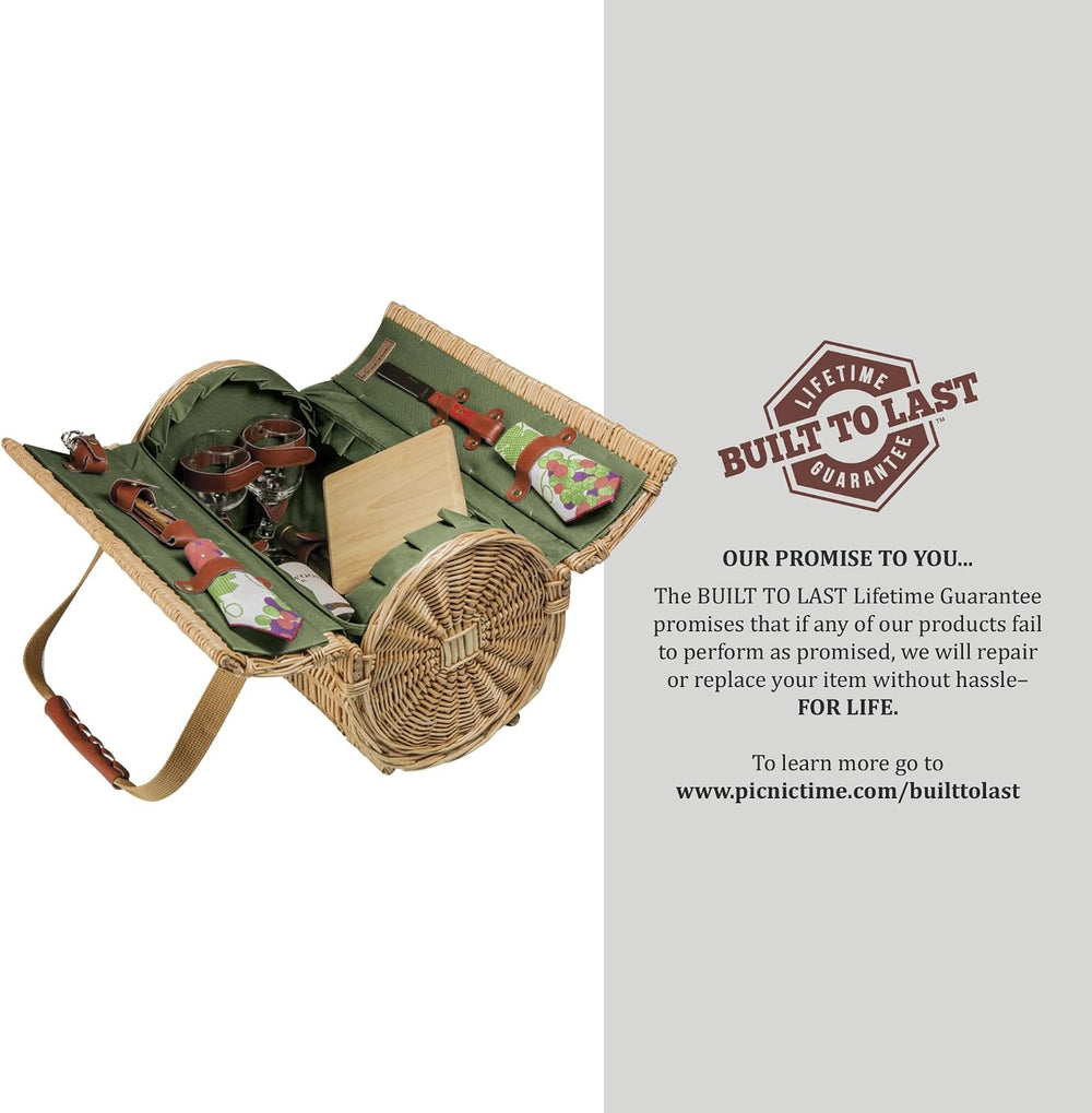 PICNIC TIME Verona Wine & Cheese Picnic Basket, Romantic English-Style Ro...