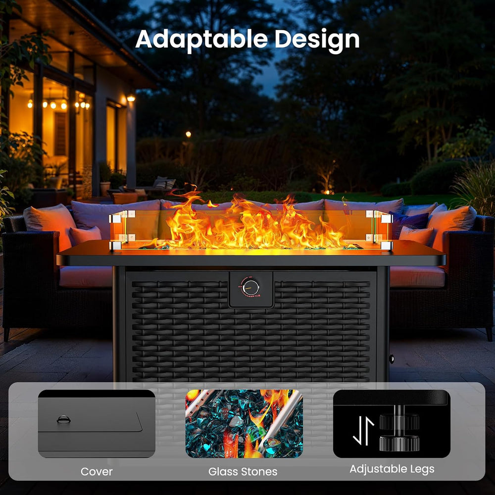 Ciays 43-Inch Rectangular Propane Fire Pit with 60,000 BTU Output, Fire Pit T...