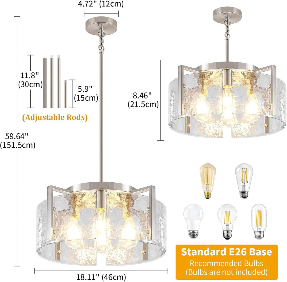 Modern Brushed Nickel Dining Room Light Fixture 4 Lights Chandeliers