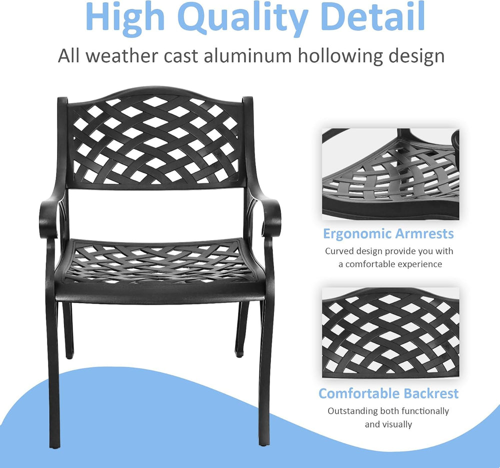 5 Piece Cast Aluminum Outdoor Dining Set, Outdoor Table and Chairs Set of 4, ...