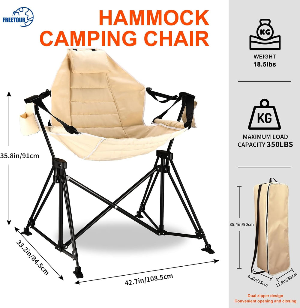 Hammock Camping Chair Folding 350lbs Foldable Portable Rocking Chairs for Adu...