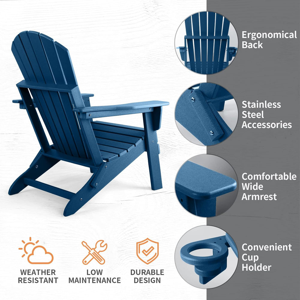 FUNBERRY Oversized Adirondack Folding Chair Set of 2, Fire Pit Chair 400LBS