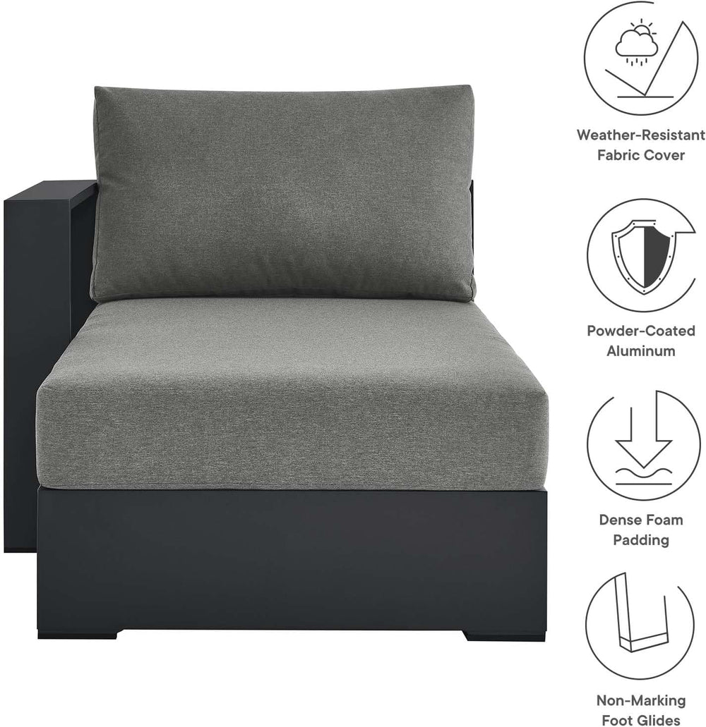 Modway Tahoe Aluminum Outdoor Chaise Lounge in Gray Charcoal with Weather-Res...
