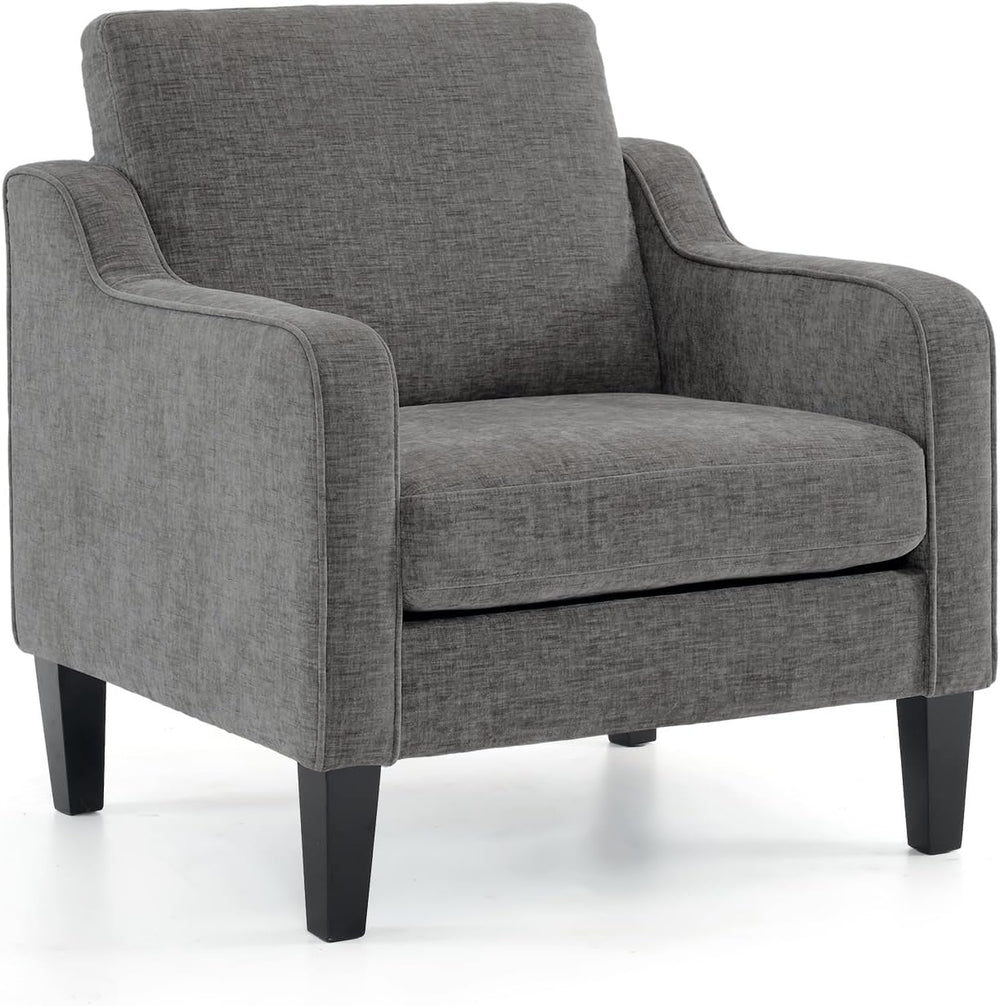 VINGLI Light Grey Accent Chair, Chenille Fabric Armchair for Living Room