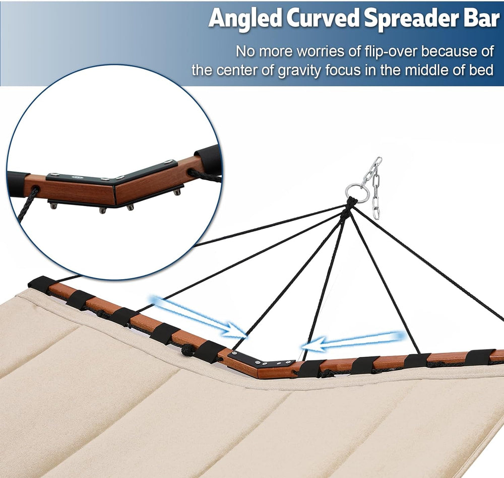 TegerDeger 12FT 2 Person Hammock with V Shaped Spreader Bar -Lake Blue