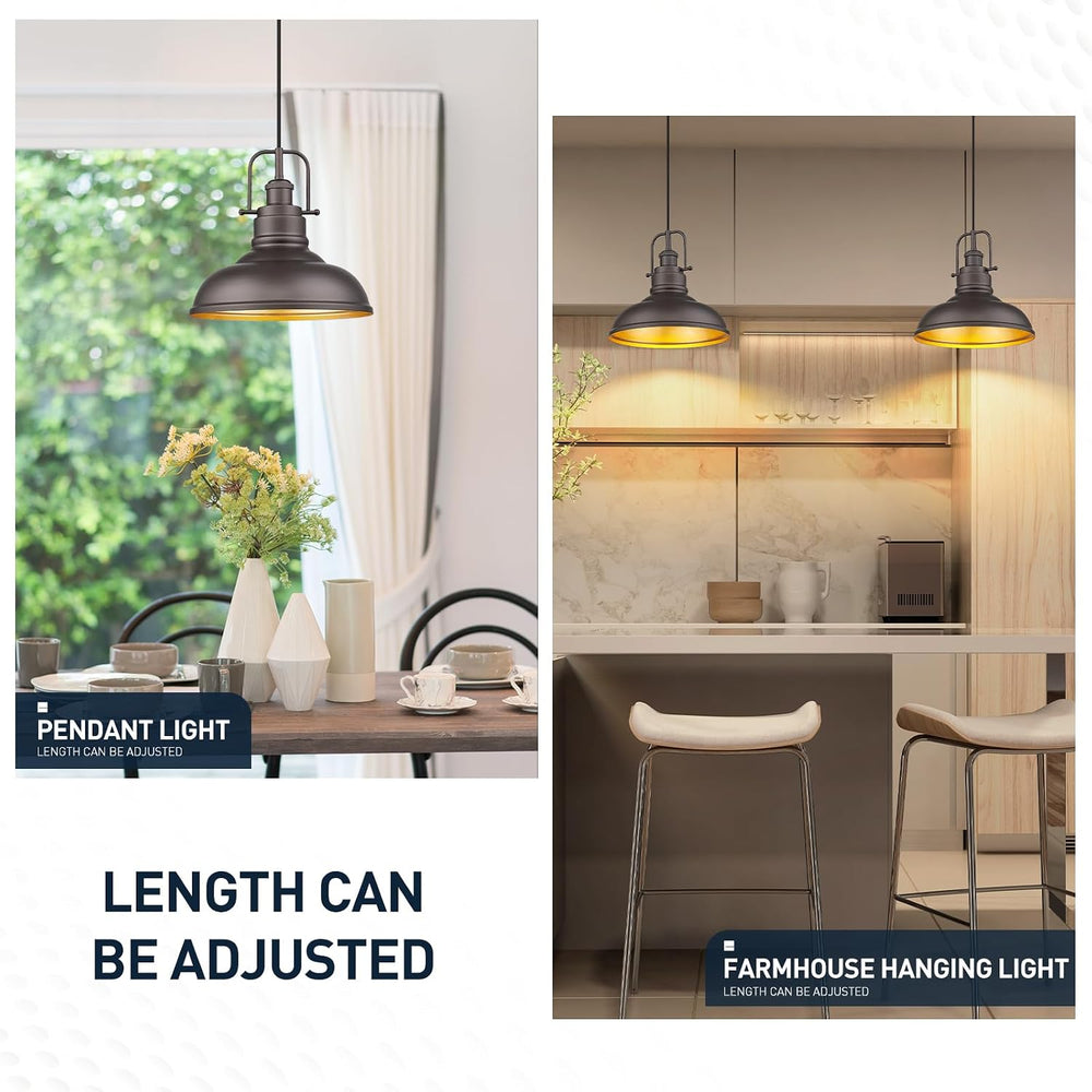 zeyu Farmhouse Pendant Light, 1-Light Industrial Hanging Light Fixture 11-inc...