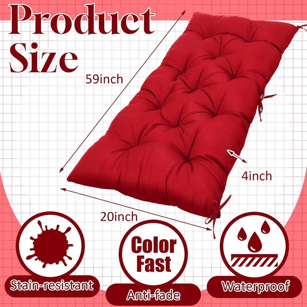 Wenqik Outdoor Bench Cushion 59 x 20 x 4 Inch Waterproof Patio Swing Cushion ...
