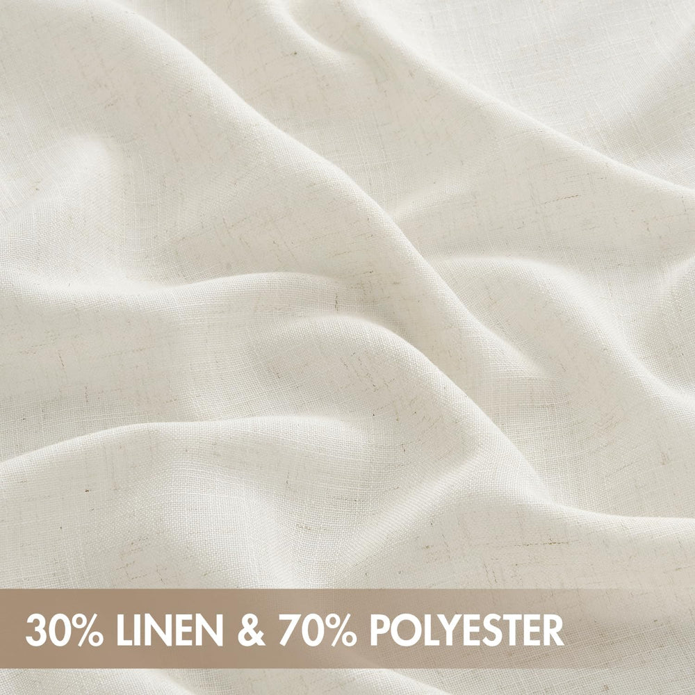 MIULEE Natural Back Tab Linen Curtains 4 Panels 42W x 96L